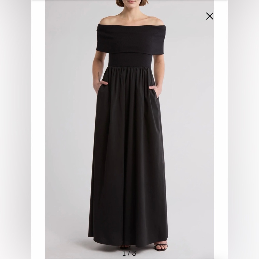 Monet Off-the-Shoulder Mixed Media Maxi Dress love by design